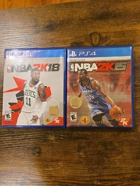 Bundle Of 2 Preownef NBA 2K18 & NBA 2K15 PS4 Games - Blue Cases